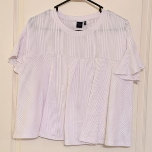 Kaari Blue White Pleated Babydoll Top